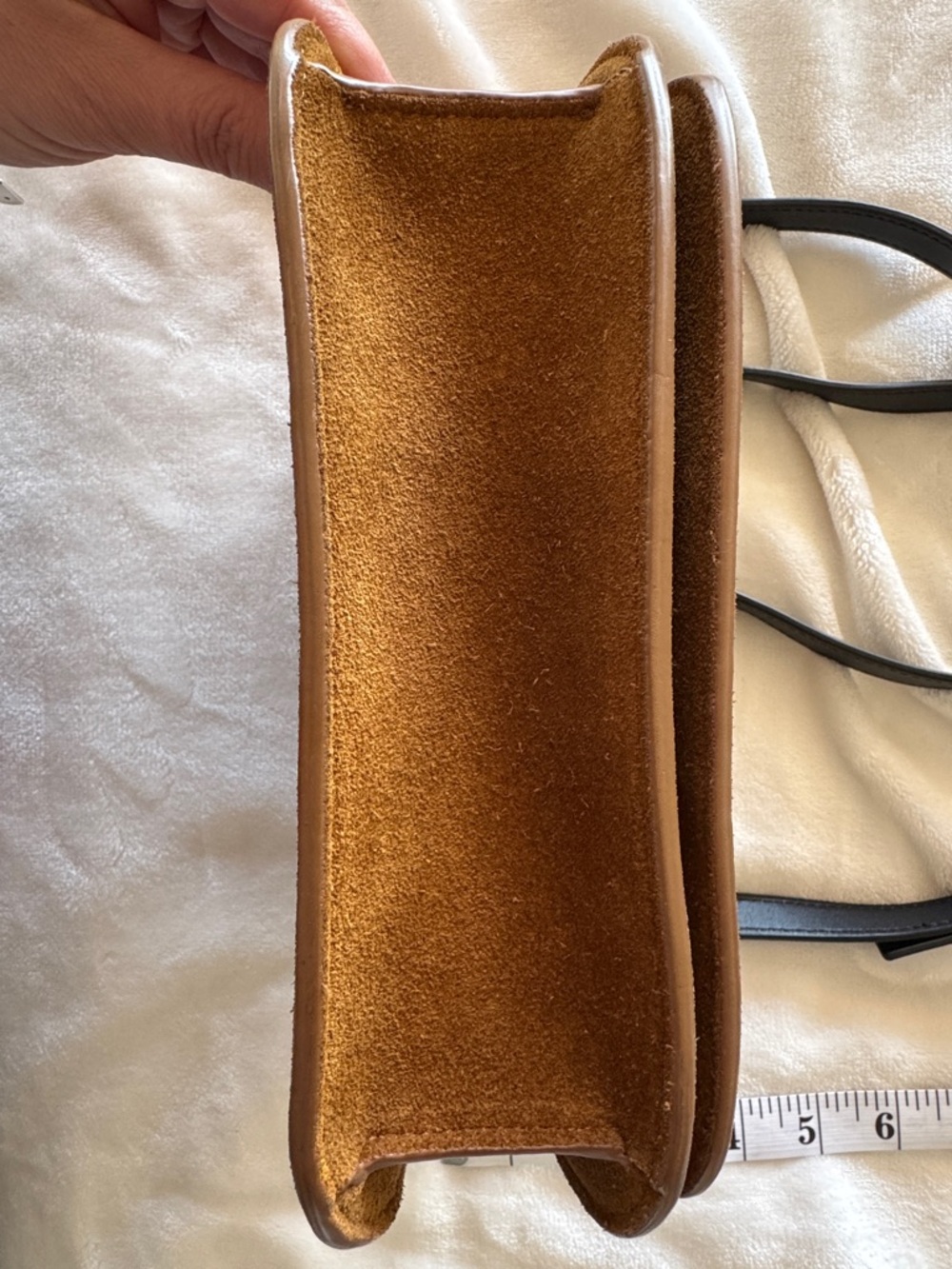 Saint Laurent Brown Suede Crossbody Bag with Black YSL Hardware (pre-loved) - Picture 14 of 15